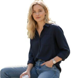 Fashion Nova Women’s Shirt Size S Black NWT Button-Up Long Sleeve Pocket